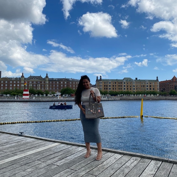 VanRahDesign hand painted BCBG purse with lock —Painting “Off the Hook” - Picture 15 of 17